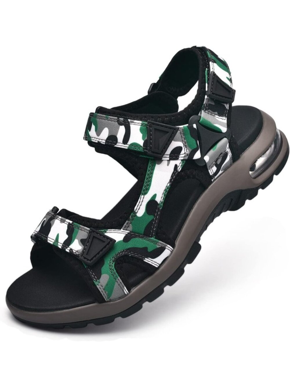 Men Green White Athletic Sandals Open Toe Hiking Outdoor Non-slip Sandals Casual